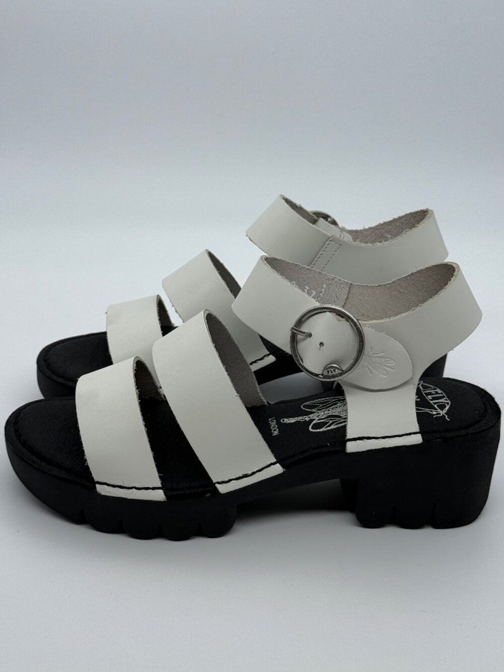 Fly London Egly White Leather Platform Sandals EU 37 US 6.5